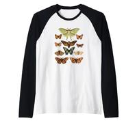 Vintage Falene e Farfalle Entomologia Natura Arte Maglia con Maniche Raglan