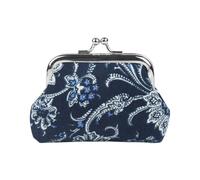 Vintage Fashion Hasp Donne Ragazza Fiore Pochette Porta Carte Portamonete Piccolo Portafoglio, Blu, 1 pezzo