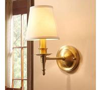 Vintage Fashion Wall Sconces Mid Century Copper Wall Lamps with Linen Fabric Shade E14/E12 Sockets Wall Lighting for Bedroom Living Room Hallway
