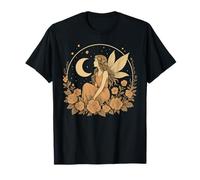 Vintage Fata Fiore Foresta Cottagecore Luna Fantasy Art Maglietta