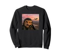 Vintage Fighter Pilot Cat Cool Looking Aviation Selfie Art Felpa