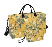 Vintage Fiore e Bianchi Vite Vite Giallo Decorativo Grande Carry On Bag Sport Tote Gym Bag con Cinghia Regolabile per Trekking Multifunzionale bolsos para