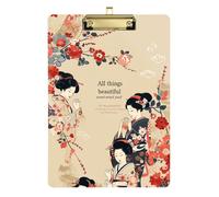 Vintage Fiori Appunti Giapponese con Organizer Acrilico Carino per il Primo Anno Insegnante Must Haves Dimensioni 9 x 12.5 Tabla para escribir con Clip