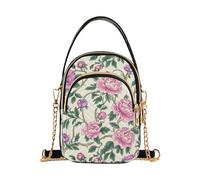 Vintage Fiori Rosa Foglie Verdi William Morris Style trendy borsa a tracolla per donna con multi tasche borse essenziali per le donne