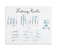 Vintage Fishing Knots Instructional Chart Canvas Print Wall Art for Man Cave Garage or Den Interior Decor(Framed,16x24inch(40x60cm))