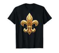 Vintage Fleur De Lys Emblema Floreale Maglietta