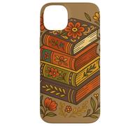 Vintage Floral Book Stack Autunno Reader Style Retro Accogliente Custodia per iPhone 14 Plus