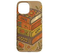 Vintage Floral Book Stack Autunno Reader Style Retro Accogliente Custodia per iPhone 15