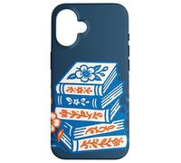 Vintage Floral Book Stack Autunno Reader Style Retro Accogliente Custodia per iPhone 16