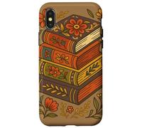 Vintage Floral Book Stack Autunno Reader Style Retro Accogliente Custodia per iPhone X/XS