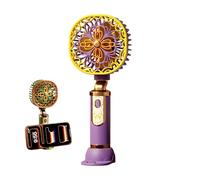 Vintage Floral Handheld Fan, Mini USB Rechargeable Portable Fan with 3 Speeds, Powerful Airflow, Long Lasting Battery, Summer Small Gifts for Women Men (Purple)