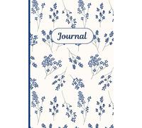 Vintage Floral Journal with Tiny Blue Flowers on a Pale Background, 6x9 Inches, College Ruled, 110 Pages