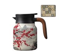 Vintage Floral Pattern Tea Built-in Infuser,Floral Pattern Tea Stainless Steel Thermal Carafe With Lid For Hot Drinks For Loose Tea,Thermal Carafe with Lid for Hot Drinks (D)