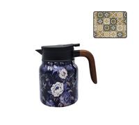 Vintage Floral Pattern Tea Built-in Infuser,Floral Pattern Tea Stainless Steel Thermal Carafe With Lid For Hot Drinks For Loose Tea,Thermal Carafe with Lid for Hot Drinks (N)