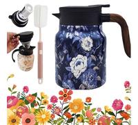Vintage Floral Pattern Tea - Built-In Infuser, Infinite Tea Pot, Stainless Steel Tea Pot with Infuser for Loose Tea for Hot Cold Drinks (B,1000ML)