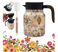 Vintage Floral Pattern Tea - Built-In Infuser, Infinite Tea Pot, Stainless Steel Tea Pot with Infuser for Loose Tea for Hot Cold Drinks (D,800ML)