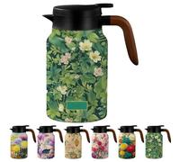 Vintage Floral Pattern Tea Pots, Built-in Infuser,Large Teapot with Infuser, Vintage Floral Teapot Stainless Steel Thermal Carafe, Flower Pattern Insulated Infusers Pot for Home Office Car (#A)