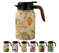 Vintage Floral Pattern Tea Pots, Built-in Infuser,Large Teapot with Infuser, Vintage Floral Teapot Stainless Steel Thermal Carafe, Flower Pattern Insulated Infusers Pot for Home Office Car (#D)