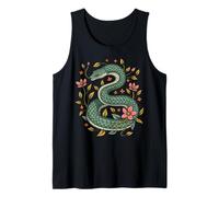 Vintage Floral Snake Illustrazione Botanico Rettile Arte Canotta