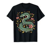 Vintage Floral Snake Illustrazione Botanico Rettile Arte Maglietta