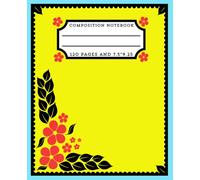 Vintage Floral Vibes Elegant Composition Notebook for Women & Teens: Beautiful Wide-Ruled Journal with yellow Cover and black-pink Flowers