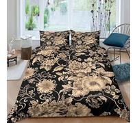 Vintage floralSet Di Copripiumino microfibra 3 Pezzi stampa di 3D cerniera nascosta Classic botanical pattern copripiumino con federa soffice ultra morbido e traspirante for bambini Single（135x200cm）