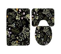 Vintage Flower Herbs Botanical Spring Rustic Wildflower 3 Pezzi Tappeto Bagno Morbida Tappeto Con Profilo A U Resistente Tappetino Da Bagno Per La Casa Toeletta Doccia