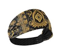 Vintage Flower Pattern Nero e Oro no slip panno fasce per le donne Elastico fascia sudore per le donne per la palestra lavaggio viso Palestra cintillos de pelo para mujeres