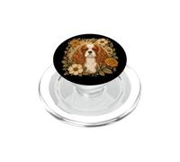 Vintage Flowers Red White Cavalier King Charles Spaniel Dog PopSockets PopGrip per MagSafe