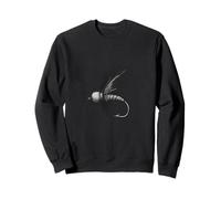 Vintage Fly Fishing Lure Dettagliata Monochrome Art Felpa