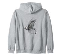 Vintage Fly Fishing Lure Dettagliata Monochrome Art Felpa con Cappuccio