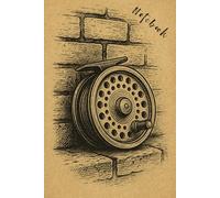 Vintage Fly Fishing Notebook - Classic Fly Reel Against Brick Wall: Unique vintage-style fly fishing notebook - perfect for logging catches, trip notes & fly setups