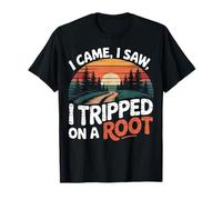 Vintage Foresta I Came I Saw Io Tripped su Un Radice Escursionismo Maglietta