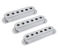 Vintage Forge PCST-CHR - Coperture per pickup a bobina singola, in plastica cromata, per chitarra elettrica Fender Stratocaster Stratocaster Stratocaster (confezione da 3)