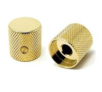 Vintage Forge Pomelli a cilindro zigrinati fini in metallo dorato per chitarra elettrica e basso (set di 2) albero da 6 mm con vite di fissaggio BK40M-GLD