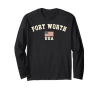 Vintage Fort Worth USA bandiera americana Texas souvenir retrò Maglia a Manica