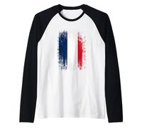 Vintage France Distressed Flag Illustration Graphic Designs Maglia con Maniche Raglan