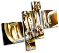 Vintage French Horn Musical brass Instruments Canvas Art Picture Print Photo