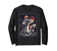 Vintage Funghi Arte Luna e Funghi Dark Academia Maglia a Manica