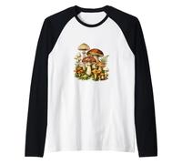 Vintage Funghi Botanici Cottagecore Natura Foresta Maglia con Maniche Raglan