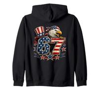 Vintage Funny 67 Six Seven Eagle 4th of July Meme USA Flag Felpa con Cappuccio