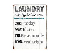 Vintage Funny Laundry Rules Metal Sign Whimsical Room Decor 8x12 Inch