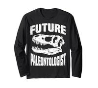 Vintage Future Paleontologo T Rex Teschio Preistorico Maglia a Manica