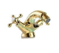 Vintage G1/2 Antico Bagno RubinettoCeramica Maniglia Doppio Miscelatore In Ottone OneHole Deck Mount Miscelatore Acqua Elegante Finitura Oro per Home Decor