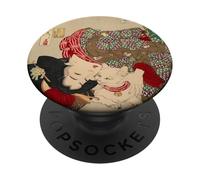Vintage Gatto Giapponese Gattino Bianco Floreale Kimono Arte Orient PopSockets PopGrip Adesivo