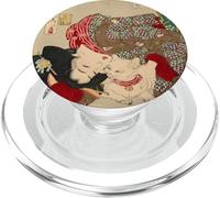 Vintage Gatto Giapponese Gattino Bianco Floreale Kimono Arte Orient PopSockets PopGrip per MagSafe