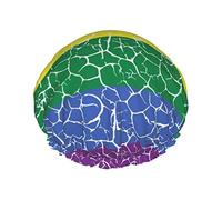 Vintage Gay Pride Arcobaleno Bisessuale Cuffia da doccia per le donne Regolabile Doppia impermeabileCappello da doccia da bagno Protezione dei capelli Riutilizzabile Ladies Spa Salon Cappello da doc