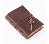 Vintage Genuine Leather Journals Notebook Handmade Sketchbook Diary With Key Charm Bound Notepad Per scrivere e prendere appunti(Coffee)