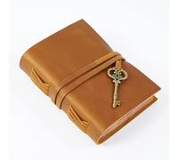 Vintage Genuine Leather Journals Notebook Handmade Sketchbook Diary With Key Charm Bound Notepad Per scrivere e prendere appunti(Brown)