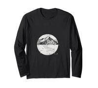 Vintage Geologica Montagna Illustrazione Terra Scienza Arte Maglia a Manica